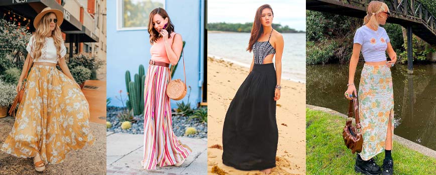 Look com saia longa verão