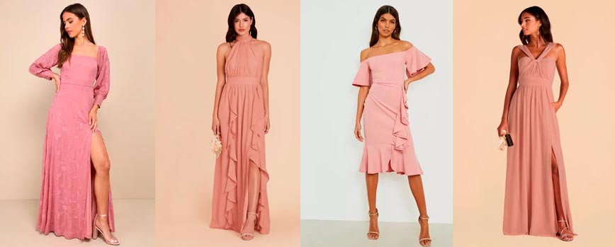 Vestidos cor rosa envelhecido