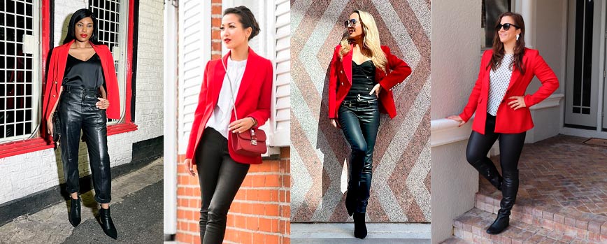 Look com blazer vermelho ao mais puro estilo rock-glam