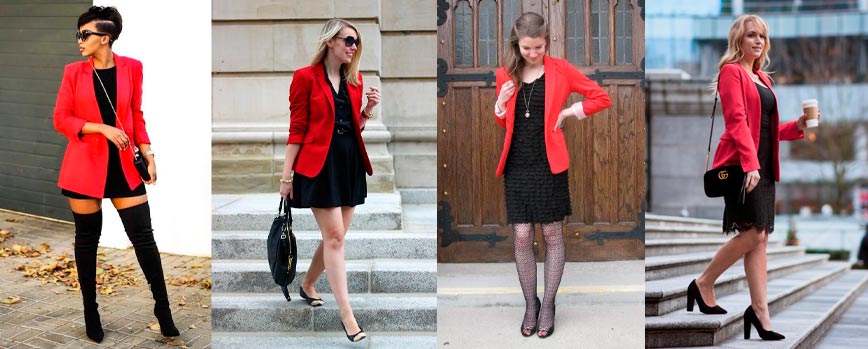 Combinar um blazer vermelho feminino tanto de dia quanto de noite