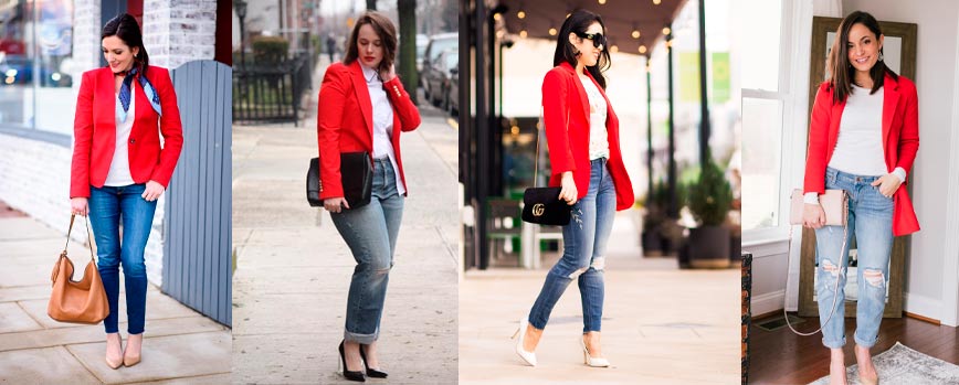 Blazer vermelho feminino combinar casual e com estilo