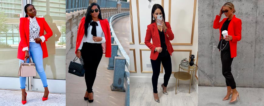 Combinar blazer vermelho feminino para um look de escritório