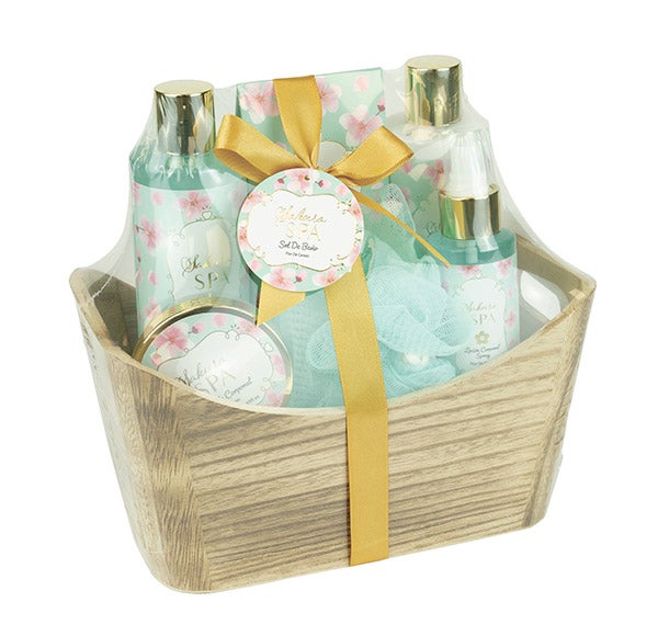 Cesta Madera Flor De Cerezo