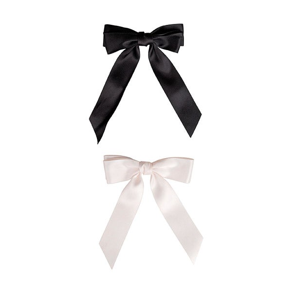 Satin Hair Bow Duo White&Black